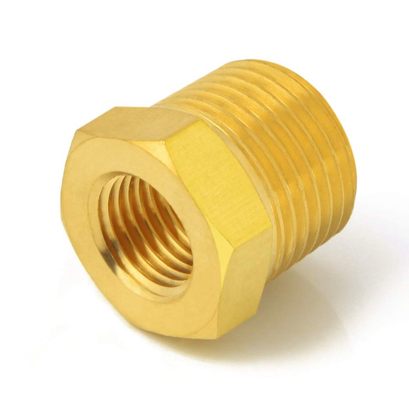 Metaland Brass Reducer Hex Bushing, 1/4" Male NPT to 1/8" Female NPT, Reducing Pipe Adapter Fitting (Pack of 5) - Image 3